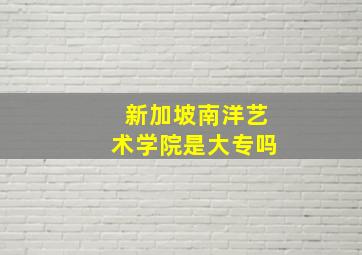 新加坡南洋艺术学院是大专吗