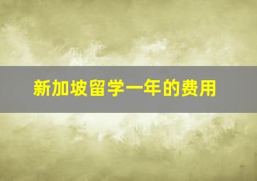 新加坡留学一年的费用