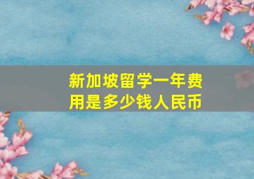 新加坡留学一年费用是多少钱人民币