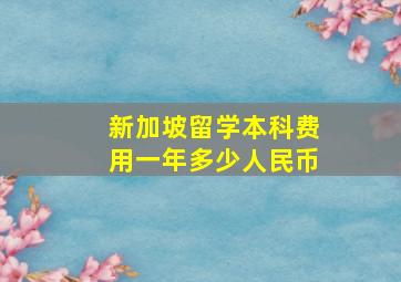 新加坡留学本科费用一年多少人民币