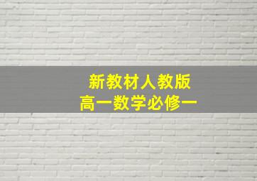 新教材人教版高一数学必修一