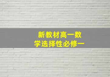 新教材高一数学选择性必修一