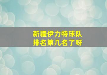 新疆伊力特球队排名第几名了呀