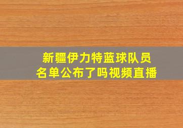 新疆伊力特蓝球队员名单公布了吗视频直播