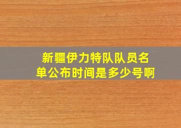 新疆伊力特队队员名单公布时间是多少号啊