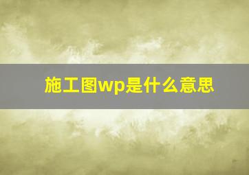 施工图wp是什么意思