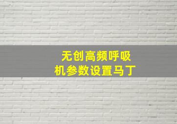 无创高频呼吸机参数设置马丁