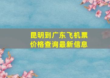 昆明到广东飞机票价格查询最新信息