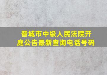 晋城市中级人民法院开庭公告最新查询电话号码