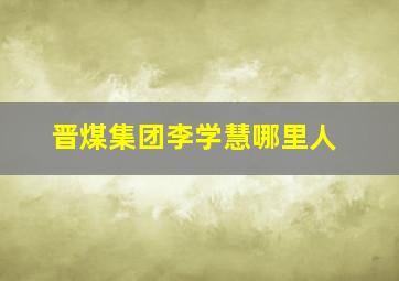 晋煤集团李学慧哪里人