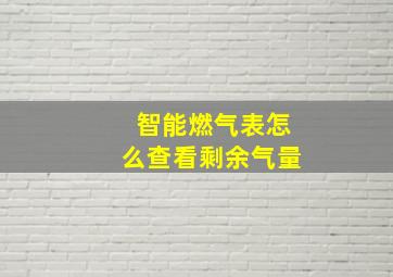 智能燃气表怎么查看剩余气量