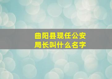 曲阳县现任公安局长叫什么名字