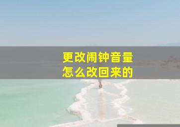 更改闹钟音量怎么改回来的