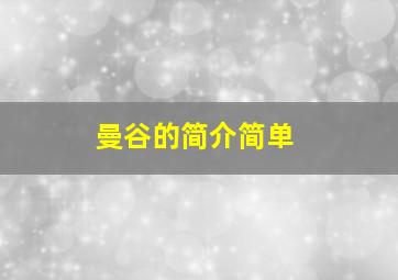 曼谷的简介简单