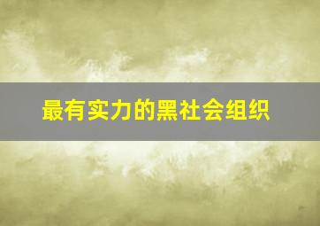 最有实力的黑社会组织