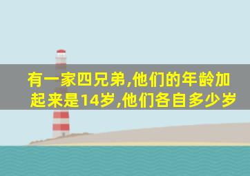 有一家四兄弟,他们的年龄加起来是14岁,他们各自多少岁