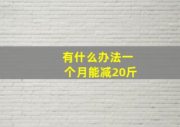 有什么办法一个月能减20斤