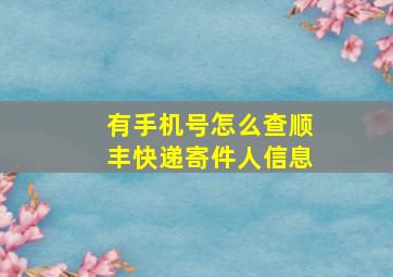 有手机号怎么查顺丰快递寄件人信息