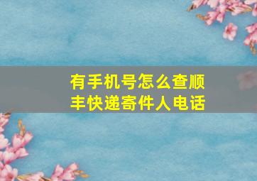 有手机号怎么查顺丰快递寄件人电话