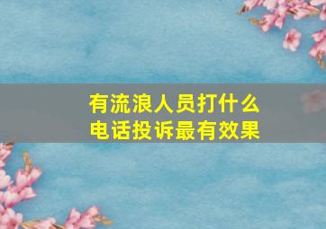 有流浪人员打什么电话投诉最有效果