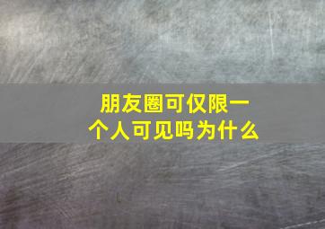 朋友圈可仅限一个人可见吗为什么