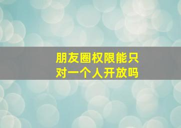 朋友圈权限能只对一个人开放吗