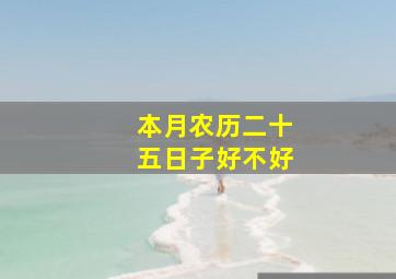 本月农历二十五日子好不好