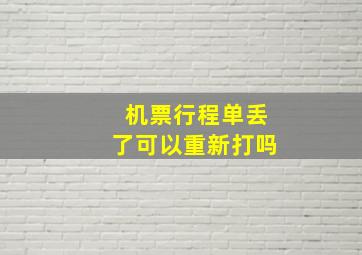 机票行程单丢了可以重新打吗