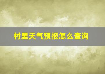 村里天气预报怎么查询