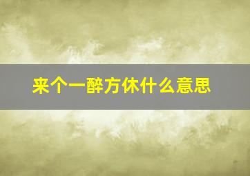 来个一醉方休什么意思