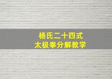 杨氏二十四式太极拳分解教学