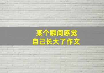 某个瞬间感觉自己长大了作文