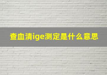 查血清ige测定是什么意思