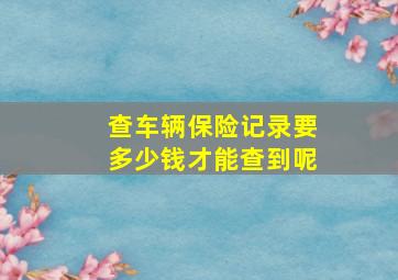 查车辆保险记录要多少钱才能查到呢