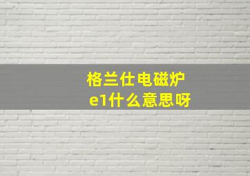 格兰仕电磁炉e1什么意思呀