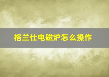 格兰仕电磁炉怎么操作