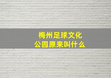 梅州足球文化公园原来叫什么