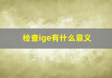 检查ige有什么意义