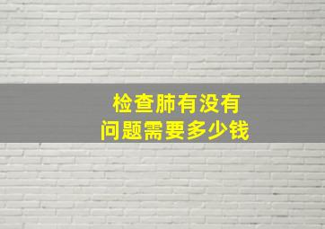 检查肺有没有问题需要多少钱