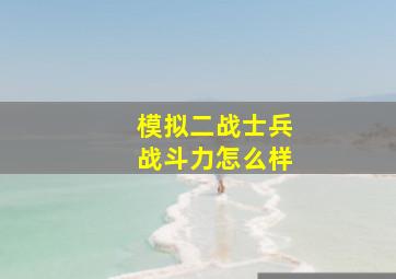 模拟二战士兵战斗力怎么样