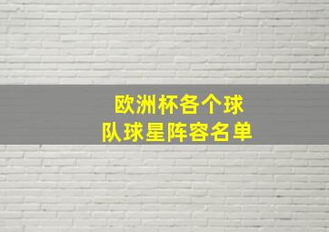 欧洲杯各个球队球星阵容名单