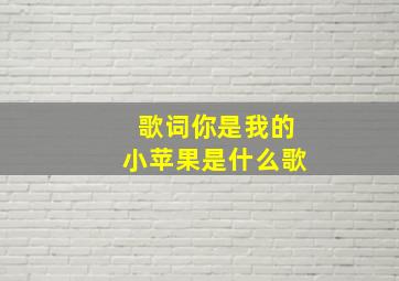 歌词你是我的小苹果是什么歌