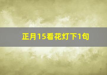 正月15看花灯下1句