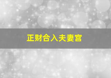 正财合入夫妻宫