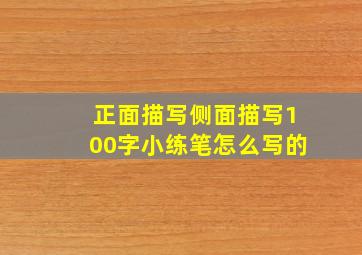 正面描写侧面描写100字小练笔怎么写的