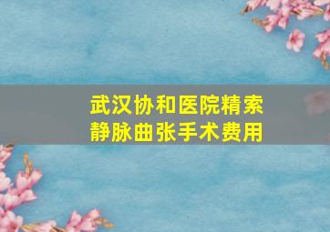 武汉协和医院精索静脉曲张手术费用