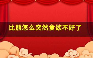 比熊怎么突然食欲不好了