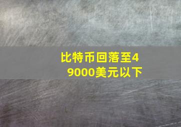 比特币回落至49000美元以下