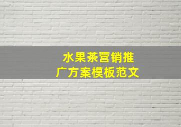 水果茶营销推广方案模板范文