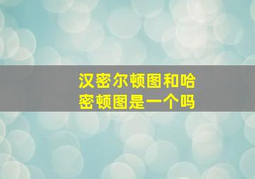 汉密尔顿图和哈密顿图是一个吗